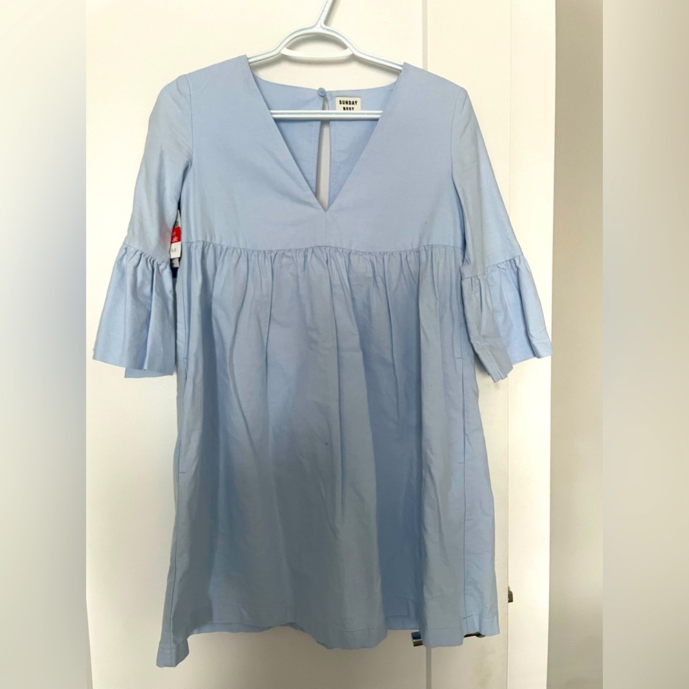 Sunday best bell sleeve babydoll dress size xxc in soft sky